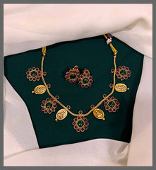 Flower And Lakshmi Pendent Necklace In Nakshi - NN00478