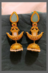 Beautiful Turquoise blue Hanging earring in Nakshi - NE00543