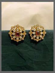 White Stone Flower Stud In Victorian - VE00189