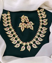 Mango in Ruby n Crystal Stone Naskhi Necklace - NN00111