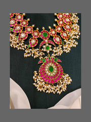 Mango Long Jadau Haram With Guttipusalu And Earrings - KH00314
