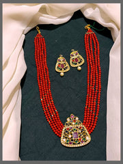 Rich Ruby Pearl Layer Haram with Beautiful Pendant - PB00291
