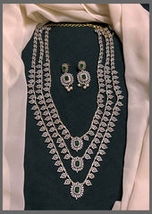 3 Layer White Stone Leaf Haram in Diamond - DH0043