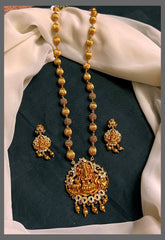 Gold and Multi colour Beads with Rich Lakshmi pendant in Kundan - PB00422