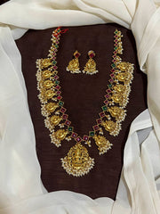 Exquisite Nakshi Lakshmi and Peacock Pendant with Pearl Haram & Matching Earrings - NH00366