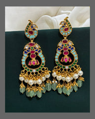 Turquoise Chandbali with Screw - KE00192