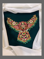 Jadau Kundan Necklace with emerald Beads - KN00228