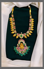 Gold Finish Mango Lakshmi Haram - KH00201