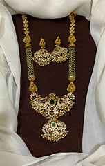 Beautiful Emerald 2 line Long Rani Haram - NH00469