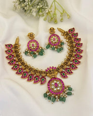Jadau Mango Necklace with Lakshmi pendant -KN00203