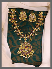 Ruby Flower Necklace In Nakshi - NN00321