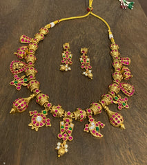 Lord venkateswara symbol Necklace in Kundan - KN00474