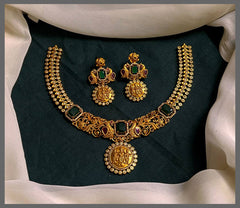 Small Ram Parivar Pendant with Peacock Necklace in Nakshi - NN00637