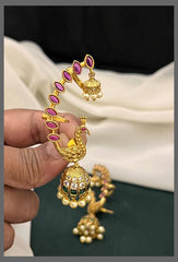 Ruby Peacock Ear Cuff in Nakshi - NE00603