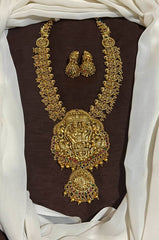 Nakshi Double Step Pendant With Haram In Antique polish - NH0075