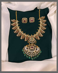 Beautiful Mango Necklace With Pearl In Nakshi - NN00382