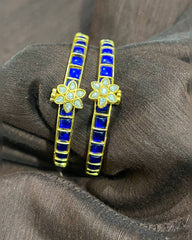 Jadau Screw Openable Single Line Bangle With Flower - BG00650