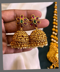 Gold and White Pearl Haram With Lakshmi - PB00195