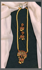 White Pearl Haram With Peacock Pendant - PB00361