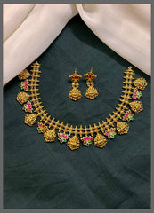Lotus and Lakshmi Necklace In Nakshi - NN00625