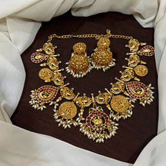 Gold Finish Peacock Guttipusalu Neckalce - NN00945