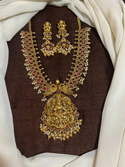 Grand Nakshi Lakshmi Necklace With Ruby Stone - NN00791