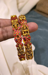 Jadau Gheru Polish Lakshmi Bangles - BG00167