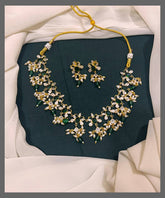 Beautiful Rice pearl and Emerald Necklace in Nakshi - NN00591