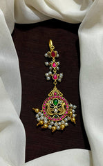 Jadau Flower Design Maang Tika - HA00204