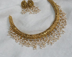 Antic Kante with Rice Pearl Nakshi Necklace with Earring - NN0099