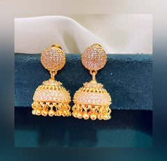 White Stone Premier quality Gold Replica Jimika Naskhi Earring - NE0131