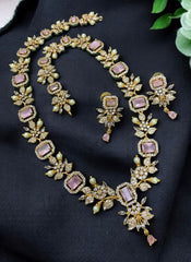 Pink Stone Flower Naskhi Necklace - NH0096