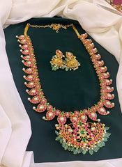 Jadav Mango Kundan Haram with Pendent and Earring - KH0050