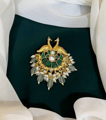 Chandbali with Peacock in Jadau Kundan Pendent - KP0037