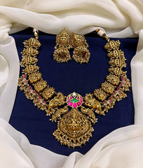 Jadau Nakshi Lakshmi Necklace with Jhumkis - KN0085