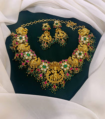 Lord Krishna with Peacock necklace in Jadav Kundan - KN00139