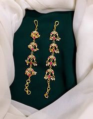 Moon Shape Kundan Matilu with Ruby and pearl - MT0011