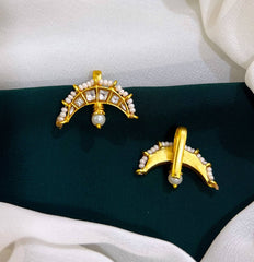 Moon shaped white stone and pearl Bugadi - BU007