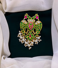 Double Head peacock pendent in Kundan - KP0061