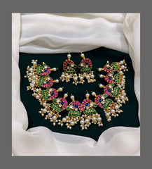 Beautiful multi-Peacock in Kundan - KN00221