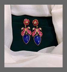 Ruby with Blue Stone Earring in Kundan - KE00210