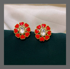 Coral Stud Earring in Kundan - KE00219