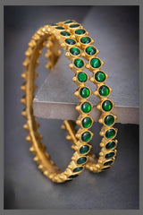 Green Stone Bangle in Kundan - BG00129