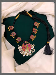 Black Dori Peocock Kundan Pendent - BD0051