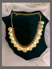Gold Polish Kempu Kaasu Necklace In Nakshi - NN00271