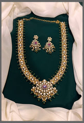 Victorian Haram with Mozonites And Emerald Beads - VH0043