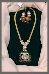 Emerald And White Stone Necklace - VN0095