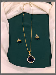 Beautiful Blue Stone Pendent Necklace In Diamond - DN0041