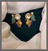 Elephant With White Stone Earrings - KE00455