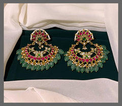 Beautiful Flower Chandbali Hanging In Kundan - KE00457